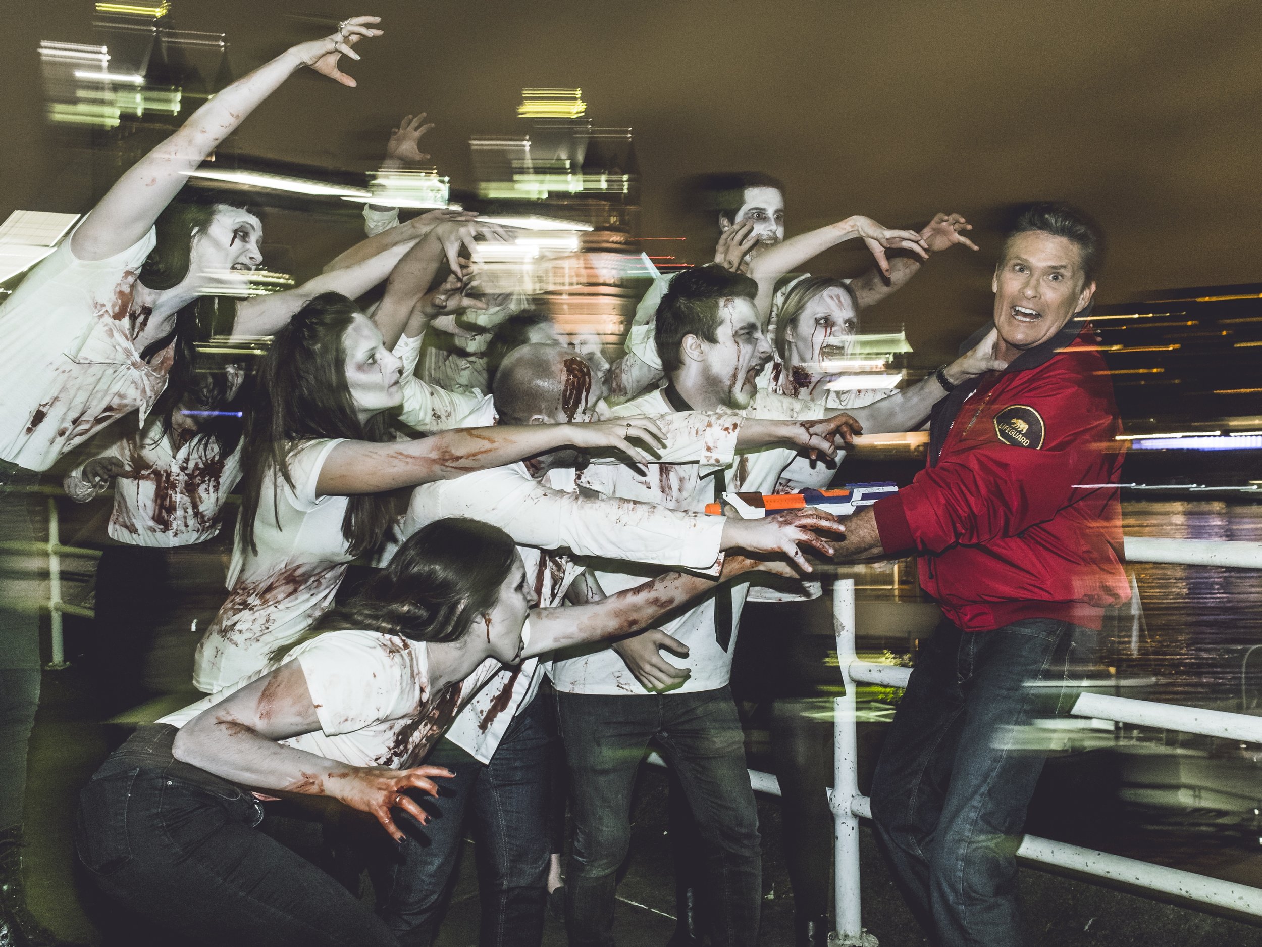 David Hasselhoff and Zombies for Hoff Zombie Beach Game by Jay McLaughlin